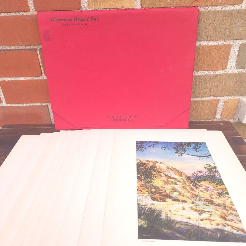 Vintage Yellowstone Red Portfolio Haynes Studios 12 Print Complete Set Montana
